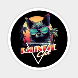 Retro Wave Balinese Cat Miami Shirt Magnet
